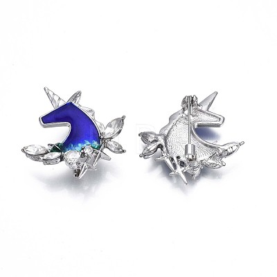 Unicorn Enamel Pin with Crystal Rhinestone JEWB-N007-104-1
