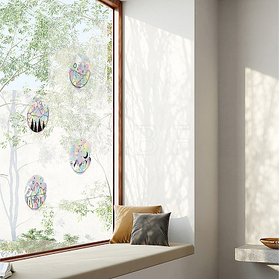4Pcs 4 Patterns PVC Colored Laser Stained Window Film Adhesive Static Stickers STIC-WH0008-005-1