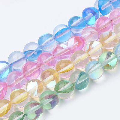 Synthetic Moonstone Beads Strands G-S283-6mm-M1-1