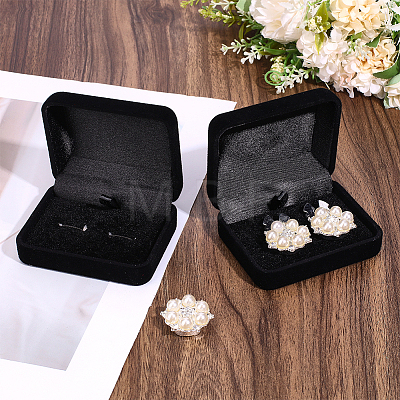 4Pcs Velvet Gift Cufflink Boxes with Hinged Lid and Black Inside CON-PH0003-64A-1