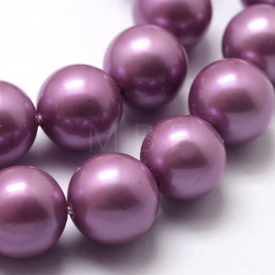 Polished Round Grade A Shell Pearl Bead Strands BSHE-M027-6mm-11-1