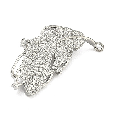 Feather Brass Micro Pave Cubic Zirconia Enhancer Shortener Bails KK-F934-07A-P-1