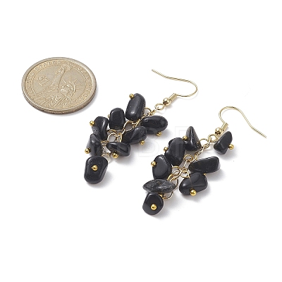 Natural Obsidian Chips Dangle Earrings EJEW-JE05266-04-1