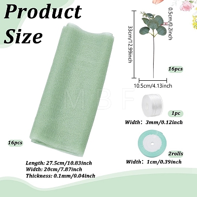 16Pcs Silk Cloth & Plastic Artificial Eucalyptus Leaves AJEW-NB0009-15B-1