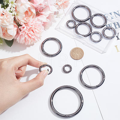   16Pcs 8 Styles Alloy Spring Gate Rings FIND-PH0007-80B-1