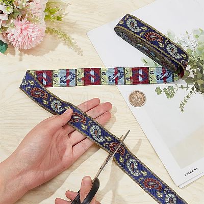 Ethnic Style Embroidery Polyester Ribbon SRIB-WH0007-02B-1