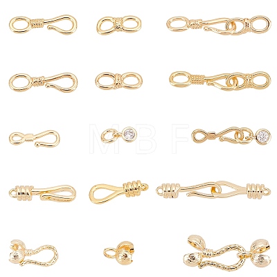   10 Sets 5 Style Brass Hook and S-Hook Clasps KK-PH0003-69-1