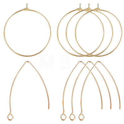 20Pcs Brass Earring Hooks & 20Pcs Hoop Earring Findings KK-BBC0005-42-1