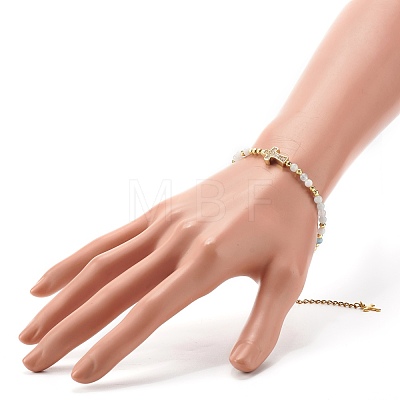 Cross Cubic Zirconia Beaded Bracelet for Girl Women BJEW-JB06848-1