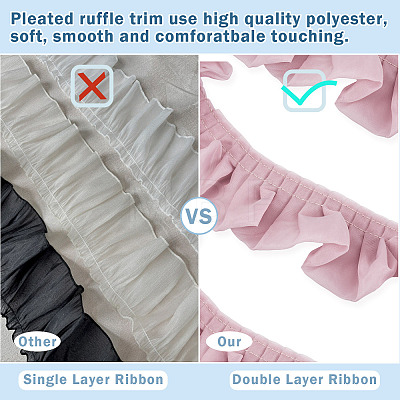 4 Yards Polyester Wrinkle Lace Ribbon OCOR-TA0004-18E-1