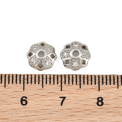 Brass Micro Clear Cubic Zirconia Bead Caps KK-CBA6A75-56P-1