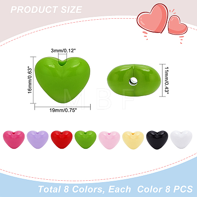   64Pcs 8 Colors Opaque Acrylic Beads SACR-PH0001-51-1