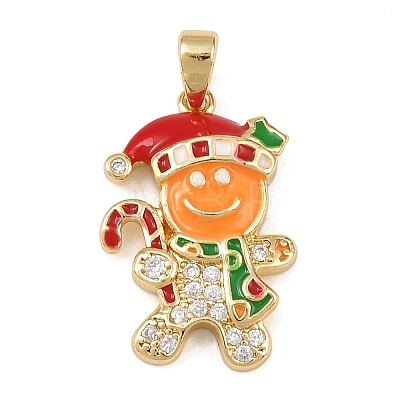 Christmas Brass Micro Pave Cubic Zirconia Pendants KK-K413-01A-G-1