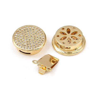 Brass Micro Pave Clear Cubic Zirconia Box Clasps KK-L255-02G-07-1