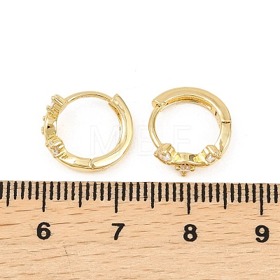 Crown Brass Micro Pave Clear Cubic Zirconia Hoop Earrings EJEW-D348-20G-1