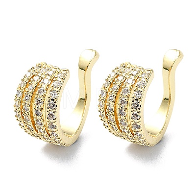 Rack Plating Brass Micro Pave Cubic Zirconia Cuff Earring EJEW-C086-06G-1