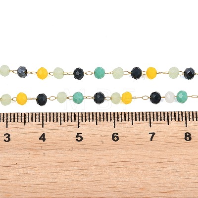 Colorful Rondelle Plastic Beads Handmade Link Chain Necklaces NJEW-P354-02A-G-1