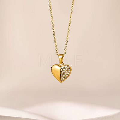 Valentine's Day 304 Stainless Steel Crystal Rhinestone Pendant Necklaces for Women WGFAA71-01-1
