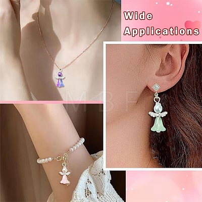 20Pcs 10 Colors Glass Pearl with Alloy Pendants PALLOY-YW00172-1