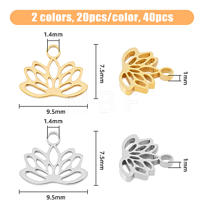 40Pcs 2 Colors 304 Stainless Steel Charms STAS-DC0014-34-1
