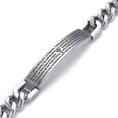 Tarnish Resistant Religion 304 Stainless Steel Cuban Link Chain Bracelets LS-BJEW-P263-H01-P-1