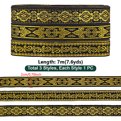 3Pcs 3 Styles Ethnic Style Polyester Ribbons OCOR-PH0030-28-1