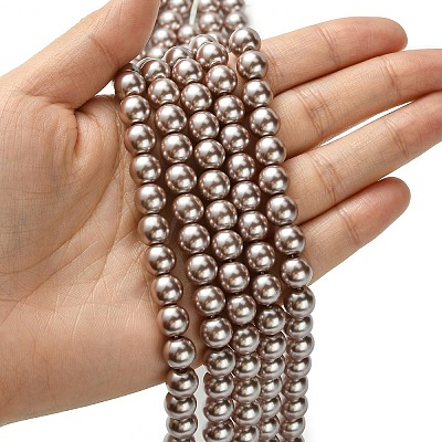 Eco-Friendly Dyed Glass Pearl Round Beads Strands HY-A008-8mm-RB046-1