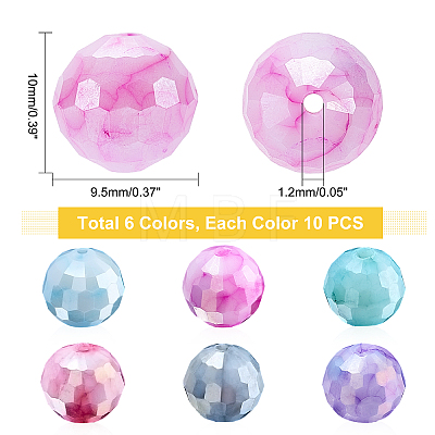   60Pcs 6 Color Opaque Baking Painted Glass Beads Strands EGLA-PH0001-19-1