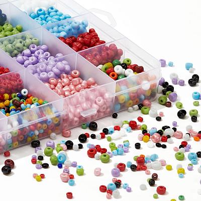 24 Style Opaque Colours Seed & Baking Paint Glass Round Seed Beads SEED-YW0001-29-1