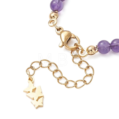 Heart Gemstone Bead Bracelets BJEW-JB13297-1