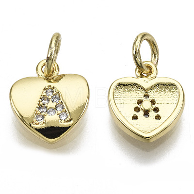 Brass Micro Pave Clear Cubic Zirconia Charms KK-N227-34A-NF-1