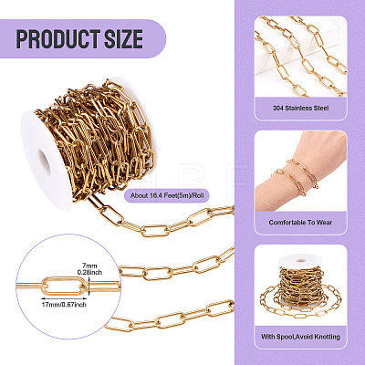 Ion Plating(IP) 304 Stainless Steel Paperclip Chains YS-TAC0003-02G-1