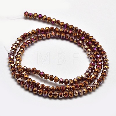 Faceted Rondelle Full Plated Electroplate Glass Beads Strands EGLA-J134-3x2mm-FP06-1