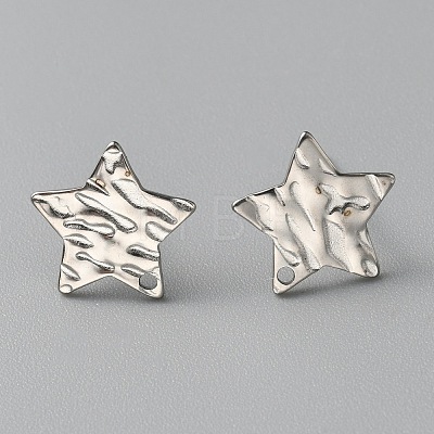 304 Stainless Steel Textured Geometry Stud Earrings Findings with Hole STAS-WH0027-54A-1