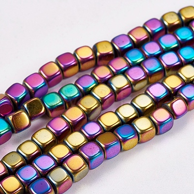 Electroplate Non-magnetic Synthetic Hematite Beads Strands G-J172-4x4mm-03-1