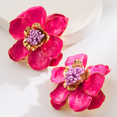 Flower Alloy Enamel Stud Earrings FS-WG5F23F-01-1
