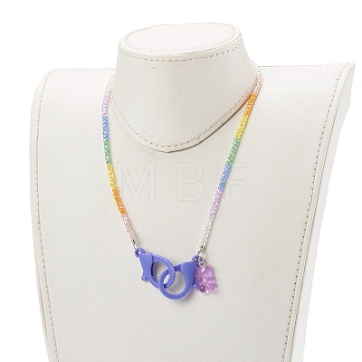 Rainbow Personalized Electroplate Glass Beaded Necklaces NJEW-JN03410-06-1
