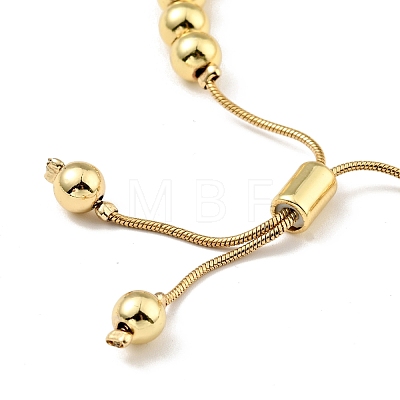 Rack Plating Brass Round Beaded Slider Bracelet for Women BJEW-B066-01A-01-1