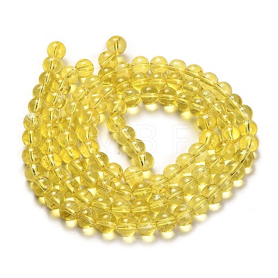 Drawbench Transparent Glass Round Beads Strands X-GLAD-Q012-8mm-06-1