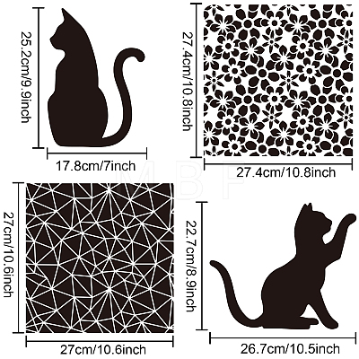 4Pcs 4 Styles PET Hollow Out Drawing Painting Stencils DIY-WH0411-024-1