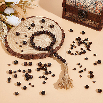   480Pcs 4 Styles Dyed Natural Wood Beads WOOD-PH0009-48A-1