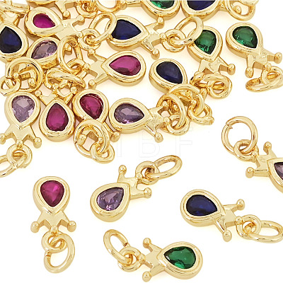 20Pcs 4 Colors Brass Cubic Zirconia Charms KK-TA0009-13A-1