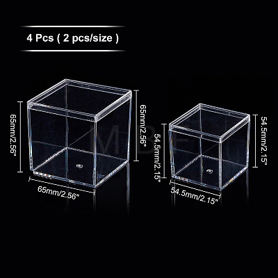 ARRICRAFT 4Pcs 2 Style Square Recyclable Plastic Clear Gift Boxes CON-AR0001-07-1