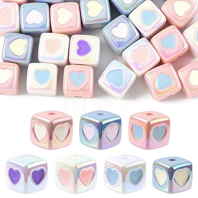 28Pcs 7 Colors Opaque Acrylic Enamel Beads ACRC-FS0001-03-1