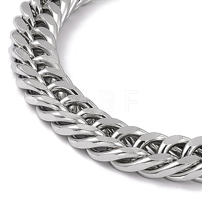 201 Stainless Steel Curb Chain Bracelet with 304 Stainless Steel Clasps for Men Women BJEW-M235-02B-P-1