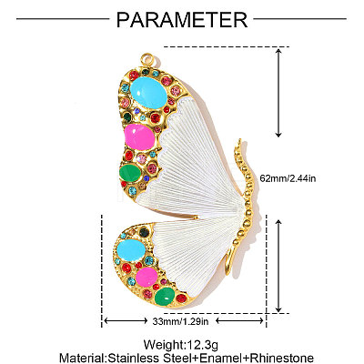 304 Stainless Steel Enamel Big Pendants STAS-OY003-32G-1
