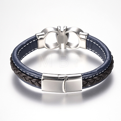 Men's Braided Leather Cord Bracelets BJEW-H559-15C-1