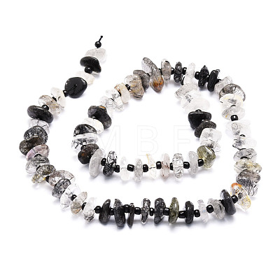 Natural Black Rutilated Quartz Beads Strands G-E569-J16-1