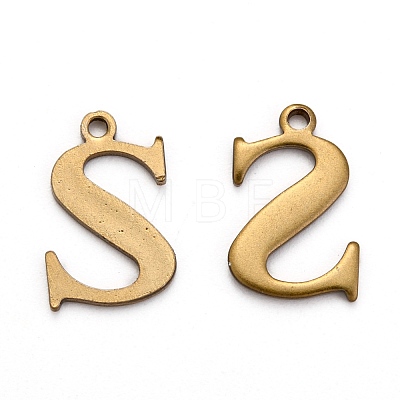 304 Stainless Steel Alphabet Charms STAS-H122-S-AB-1