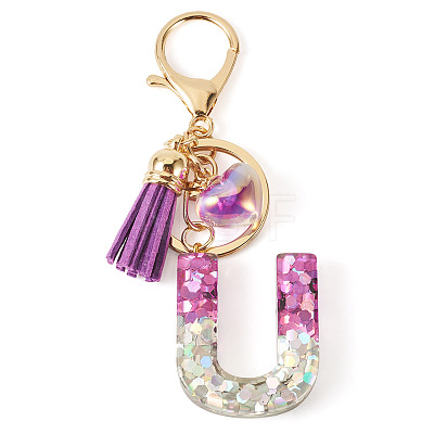 Alloy Resin Heart Keychains KEYC-TADJ0002-01G-U-1
